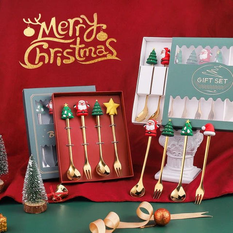 Christmas Spoon and Fork Set - 4 Piece