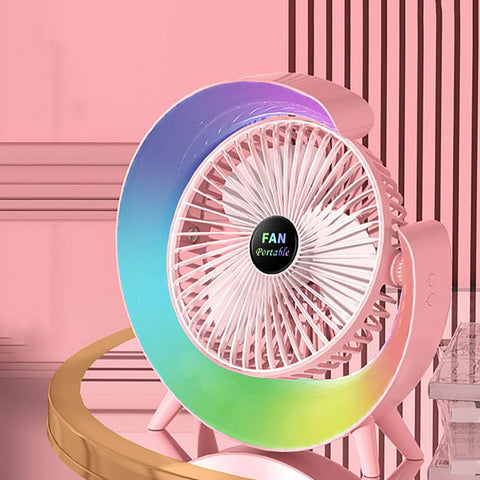 2 in 1 Colourful Desktop Fan - Rechargeable