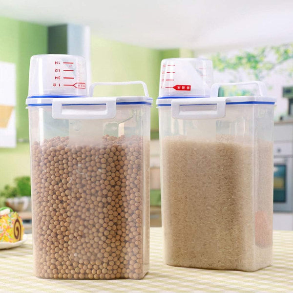 Measuring Cup Sealed Rice Storage Bucket - Plastic (1 Piece)