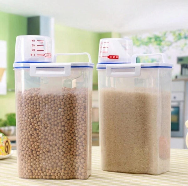 Measuring Cup Sealed Rice Storage Bucket - Plastic (1 Piece)