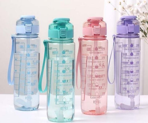Clear Motivational Water Bottles - 1 Litre