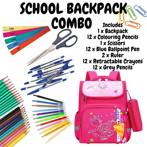 School Backpack & Stationary Combo