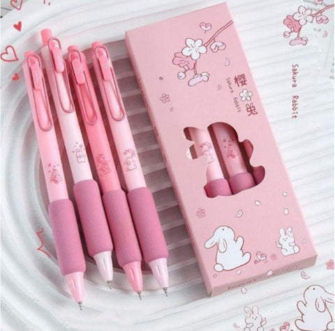 Pink Gel Pen Set - 4 Piece Black