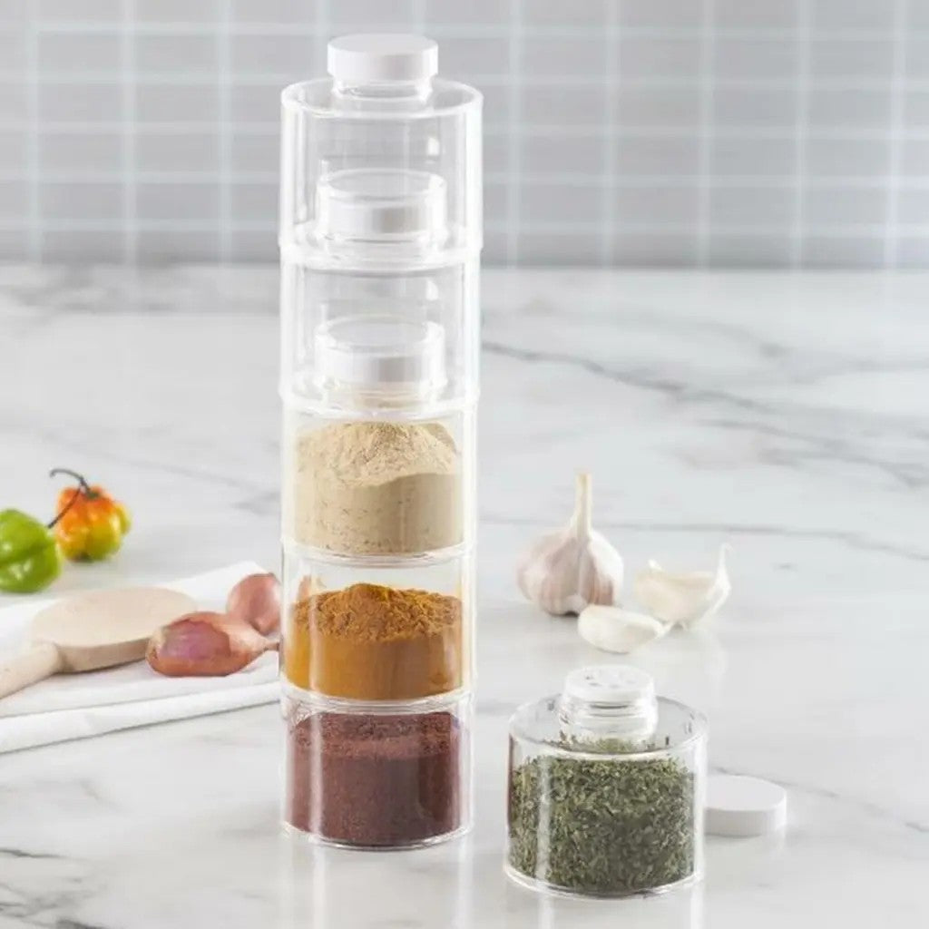 Stackable Spice Jar Tower - 6 Piece