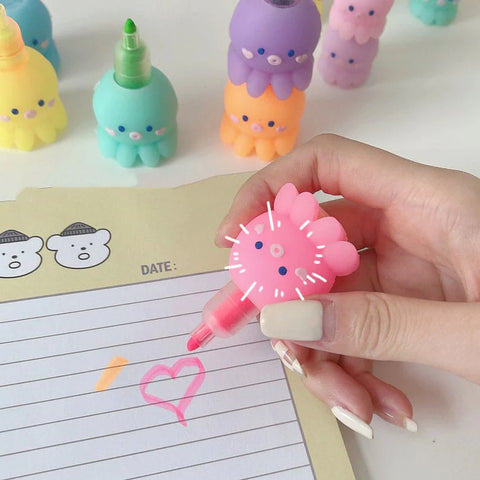 Octopus Shaped Highlighters - 6 Piece