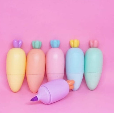 Carrot Shaped Highlighters - 6 Piece