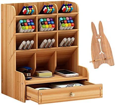 Wooden Stationary Organiser with Drawer