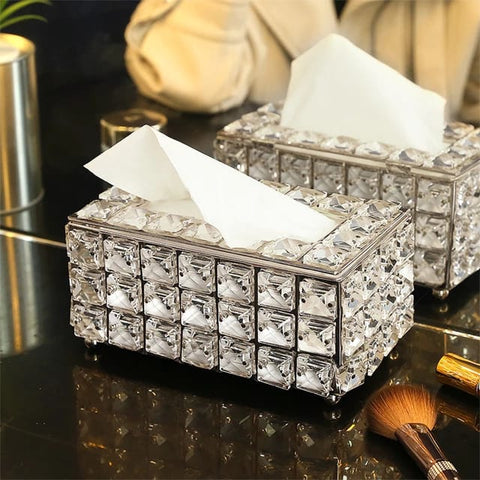 Crystal Tissue Box - Silver