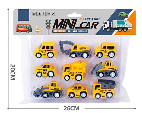 Mini Construction Car Set - 9 Piece