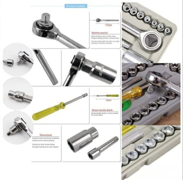 Combination Socket Wrench Set - 40 Piece