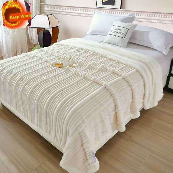 Elegant Line Patterned Sherpa Blanket