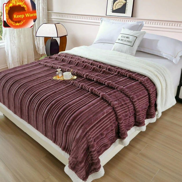 Elegant Line Patterned Sherpa Blanket