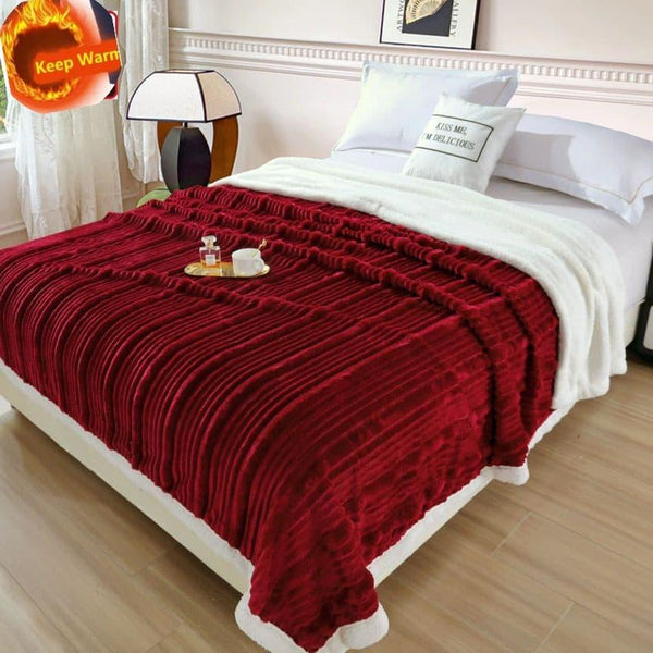 Elegant Line Patterned Sherpa Blanket