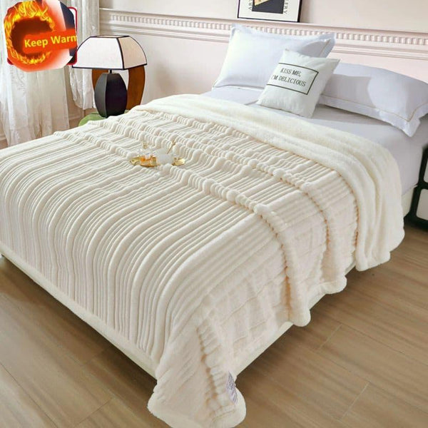 Elegant Line Patterned Sherpa Blanket
