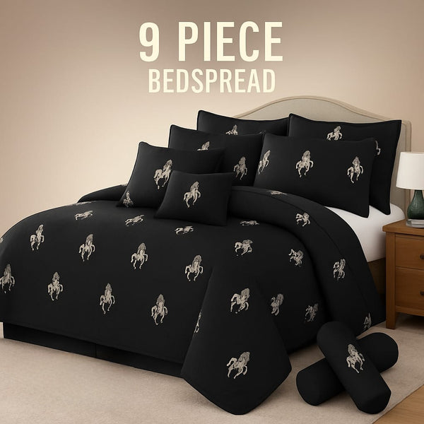 Flowered Bedspread Set - 9 Piece