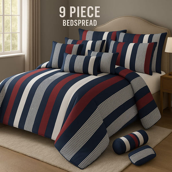 Flowered Bedspread Set - 9 Piece