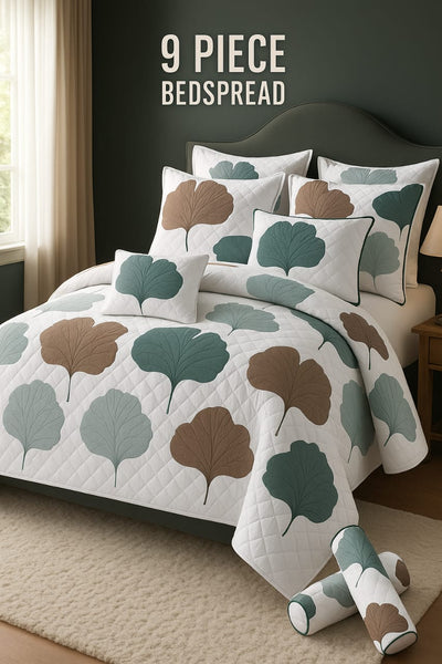Flowered Bedspread Set - 9 Piece