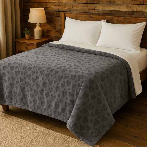 Heart Embossed Sherpa Fleece