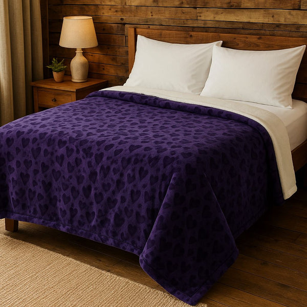 Heart Embossed Sherpa Fleece