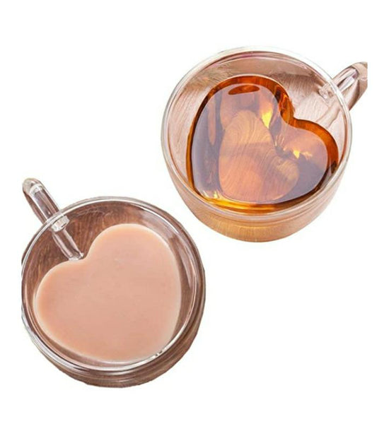 Heart Shaped Glass Mugs - 180ml