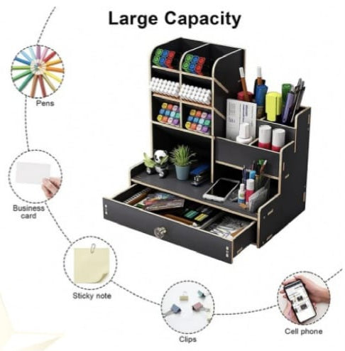 Wooden Stationary Organiser - 12 Compartment