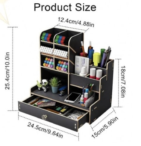 Wooden Stationary Organiser - 12 Compartment