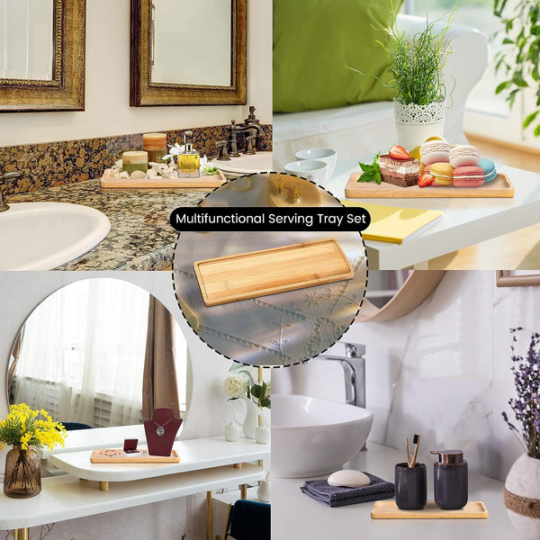 Bamboo Serving Trays Rectangular - Set of 2