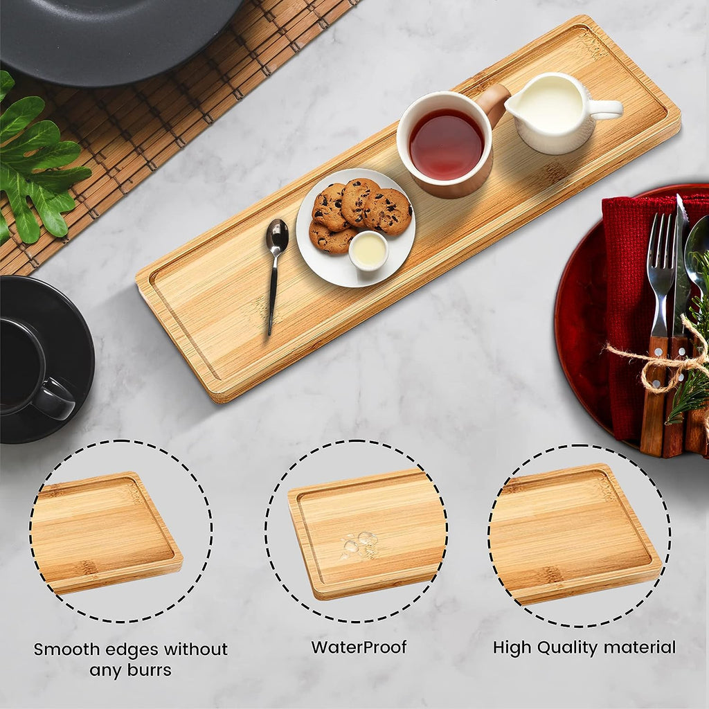 Bamboo Serving Trays Rectangular Set of 2 Elevation