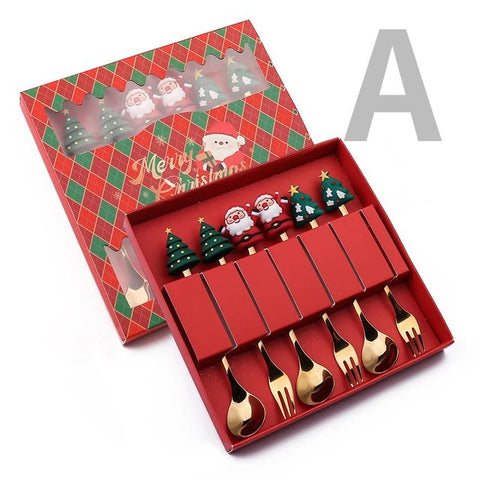 Christmas Spoon and Fork Set - 6 Piece