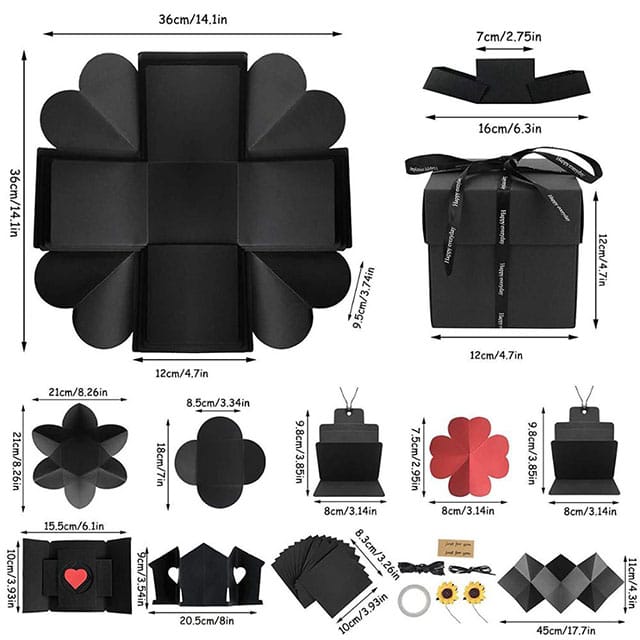 Square Explosion Box Square Exploding Gift Boxes – Elevation