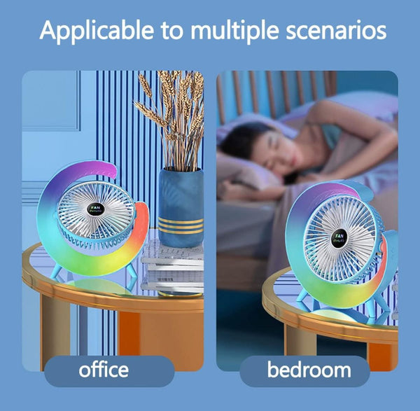 2 in 1 Colourful Desktop Fan - Rechargeable