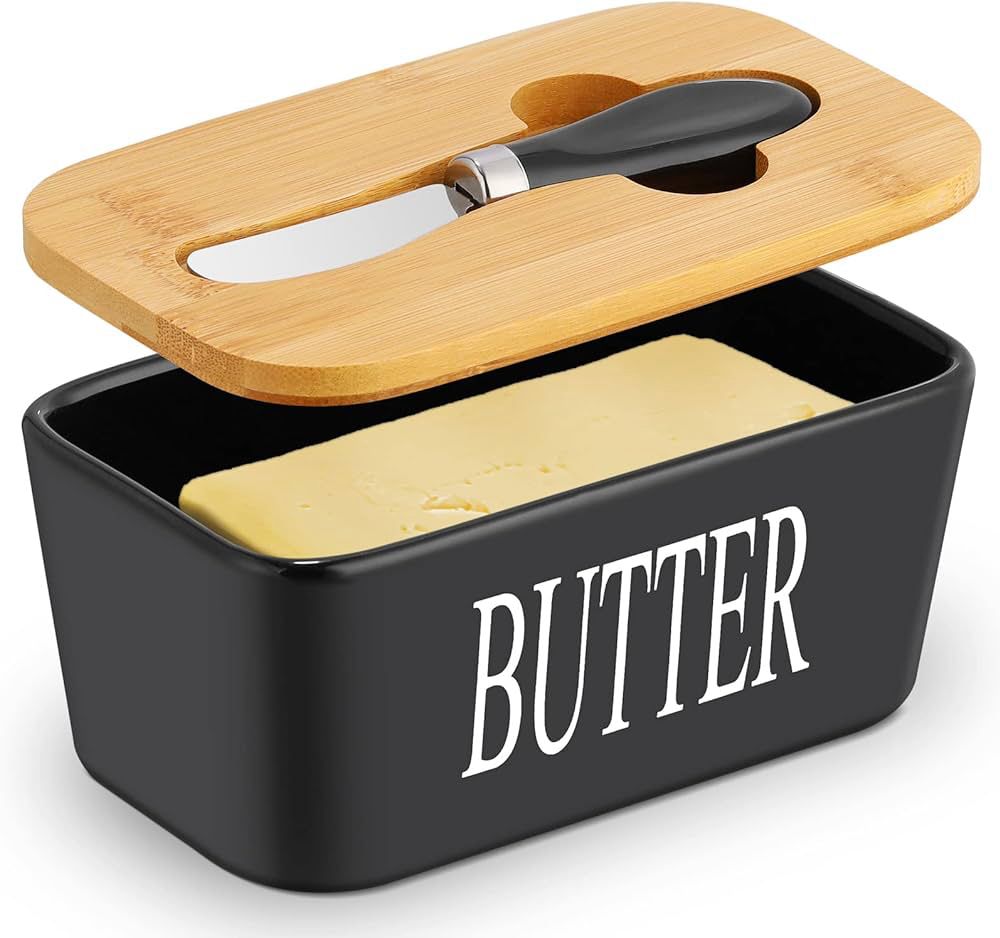 Ceramic Butter Dish with Knife