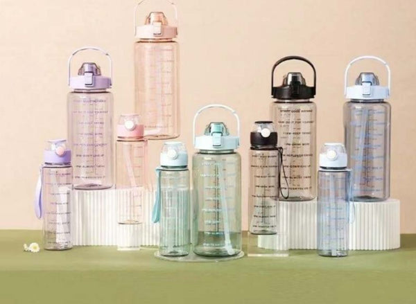 Clear Motivational Water Bottle Set