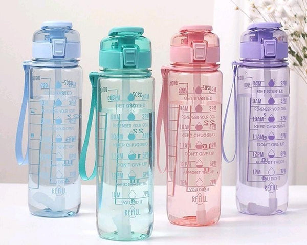 Clear Motivational Water Bottle Set