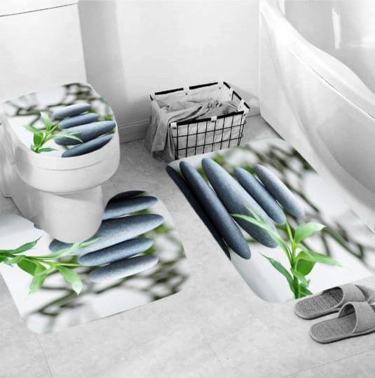 3D Bathroom Mat Set - 3 Piece