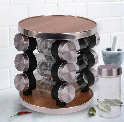Spice Rack with Wood and Steel Stand