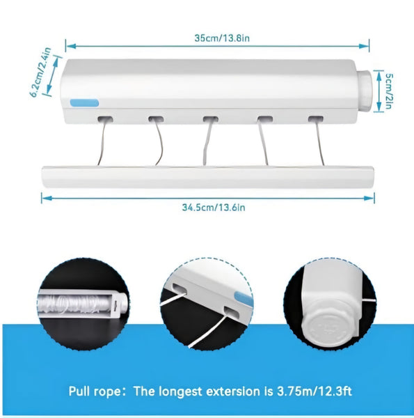 Wall Mounted Retractable Clothesline