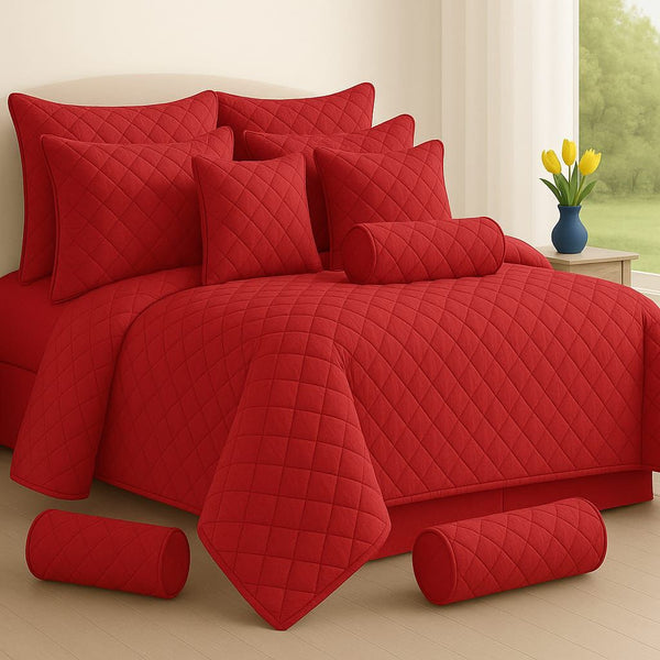 Plain Bedspread Set - 9 Piece