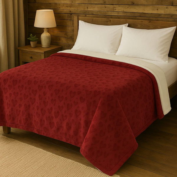 Heart Embossed Sherpa Fleece