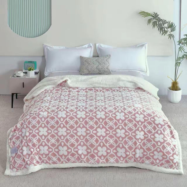 Floral Patterned Sherpa Blanket