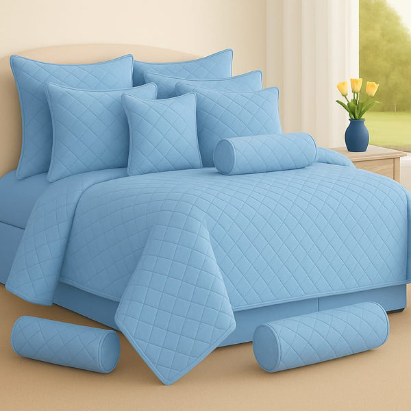 Plain Bedspread Set - 9 Piece