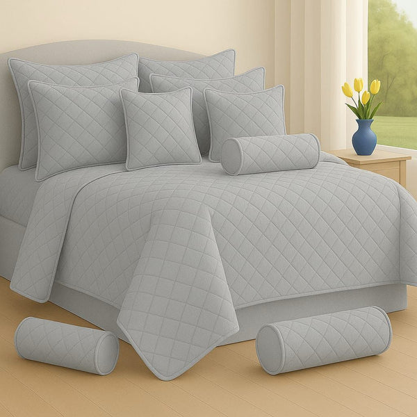 Plain Bedspread Set - 9 Piece