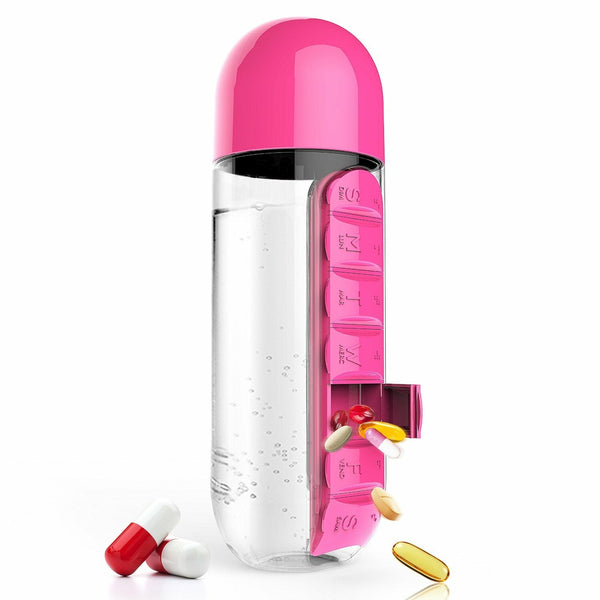 Water Bottle with Pill Storage