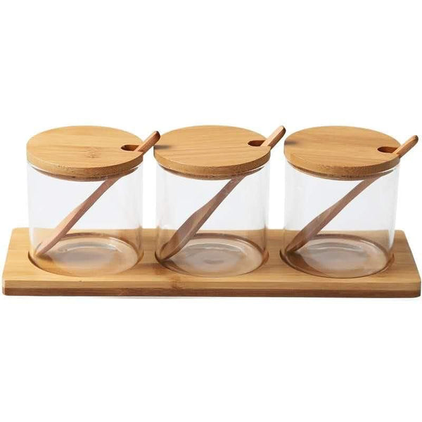 Wooden Lid and Spoon Serving Set - 7 Piece