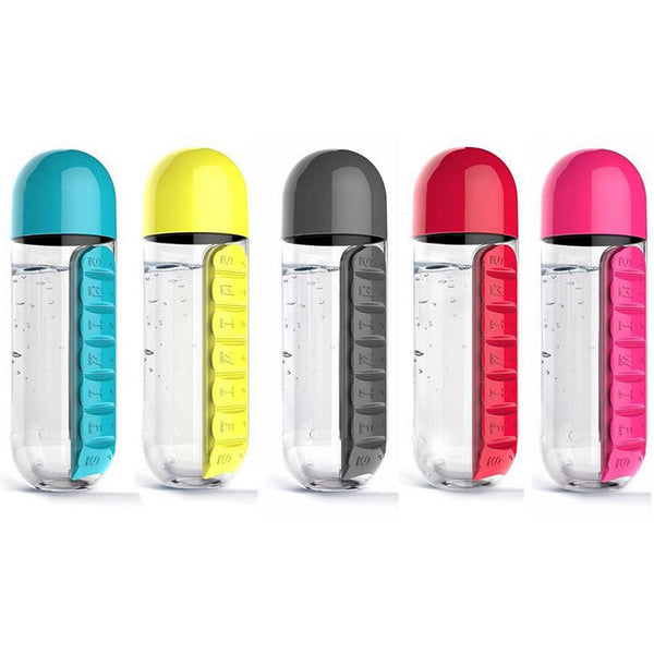 Water Bottle with Pill Storage