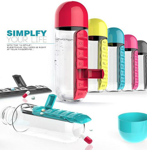 Water Bottle with Pill Storage