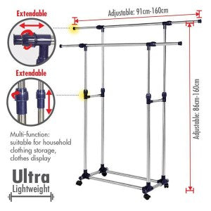 Double Pole Clothing Rail – Elevation