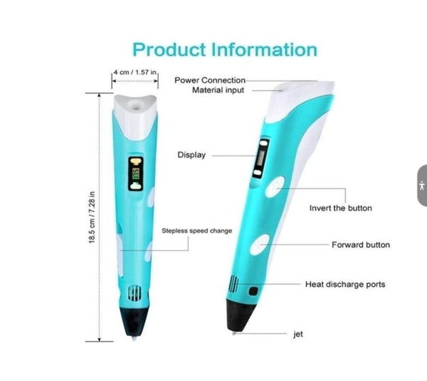 3D Handheld Drawing Printing Pen - Blue