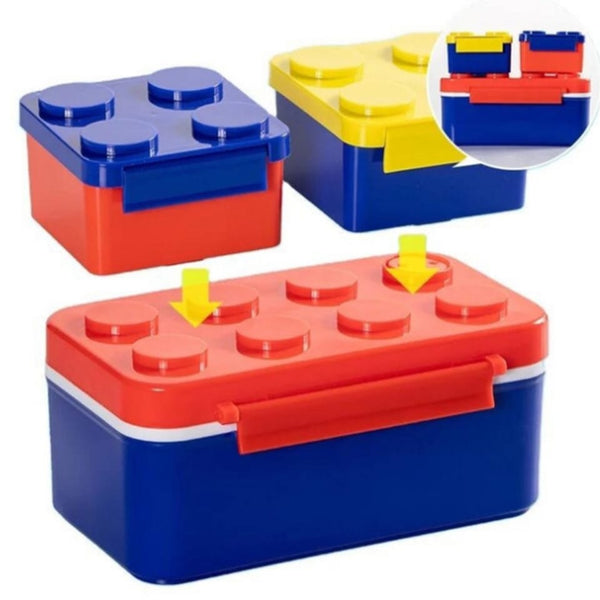 Lego Shaped Lunch Box Set 3 Piece