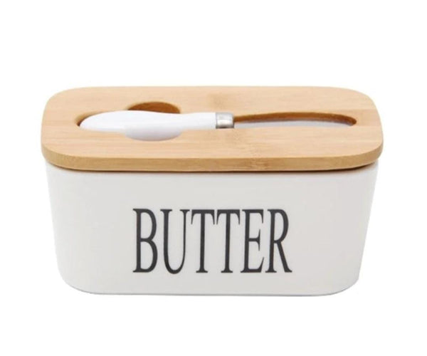 Ceramic Butter Dish with Knife